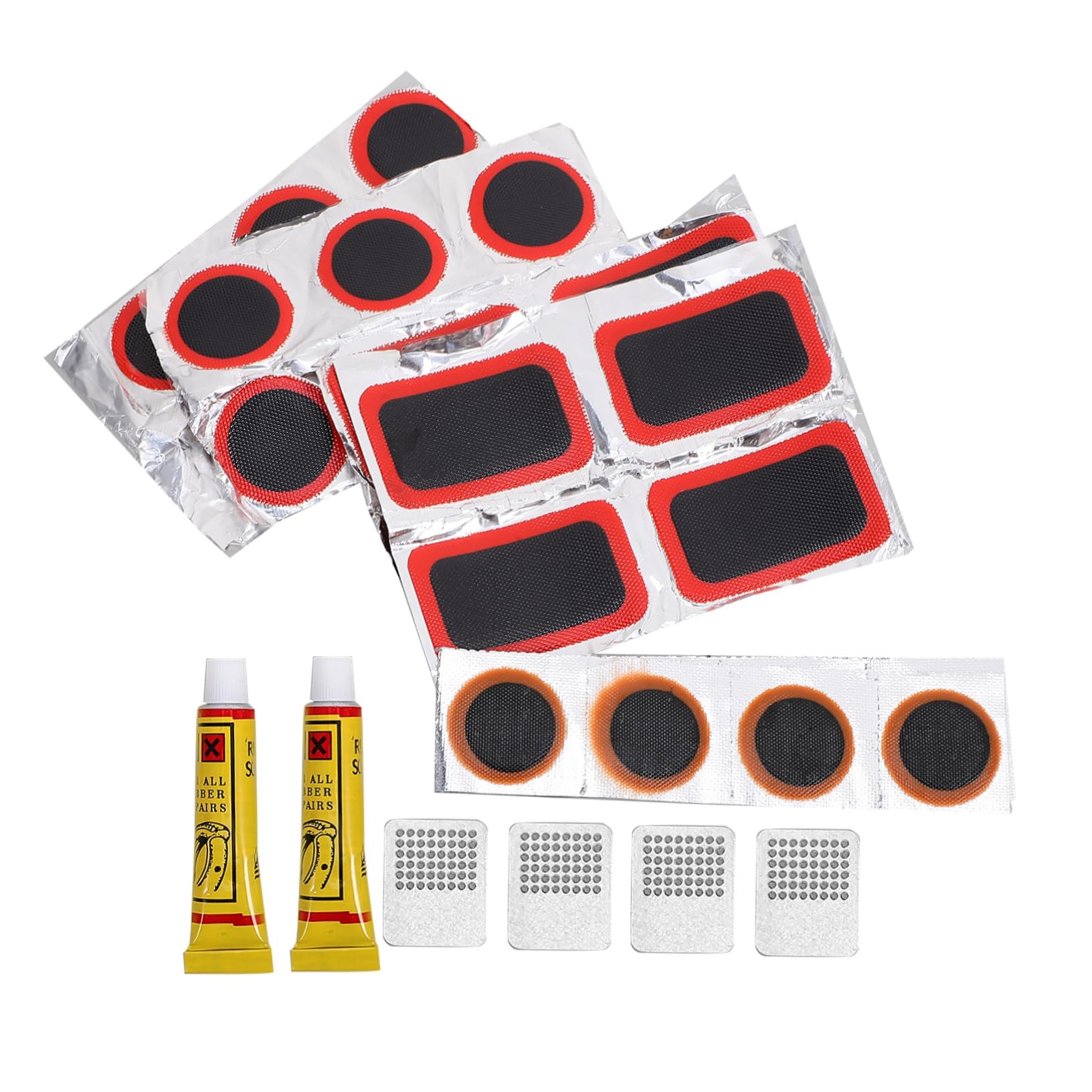 VICASKY 1Set Bike Tire Repair Kit Puncture Patch Set for Bicycles Motorcycles Durable Patches with Tools Quick Self Adhesive Bicycle Repair Supplies