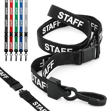 CKB LTD Staff LANYARDS Breakaway Safety Lanyard Pre-printed Text Neck Strap Swivel Plastic Clip for ID Card Holder - Pull Quick Release Design