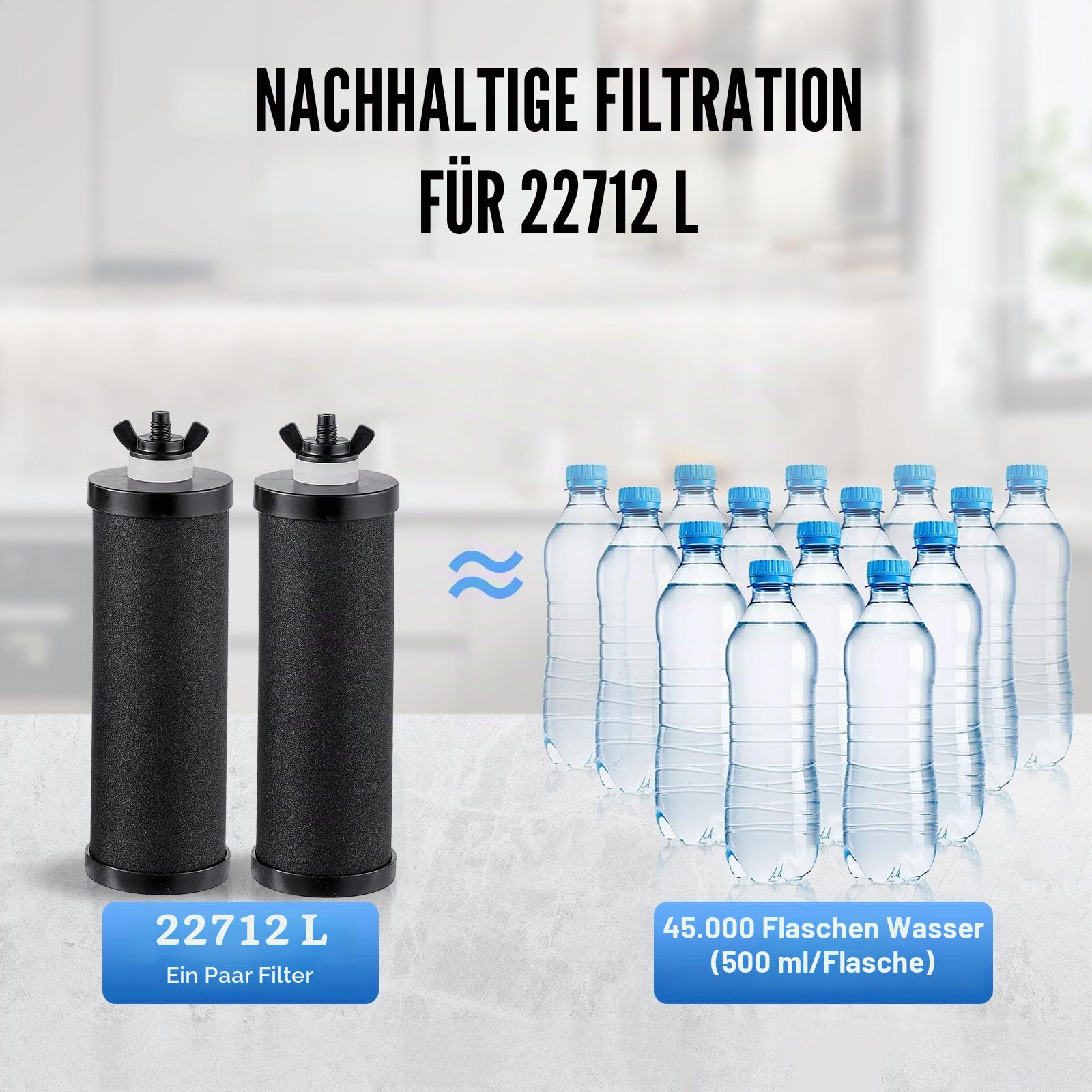 VEVOR Schwerkraft-Wasserfiltersystem, 2,25 G 304 Edelstahl-Arbeitsplatten-Wasserfiltersystem, reduziert Blei und bis zu 99% Chlor, mit 2 Kohlefiltern/Zapfhahn/Ständer, für Zuhause, Camping, Wohnmobil