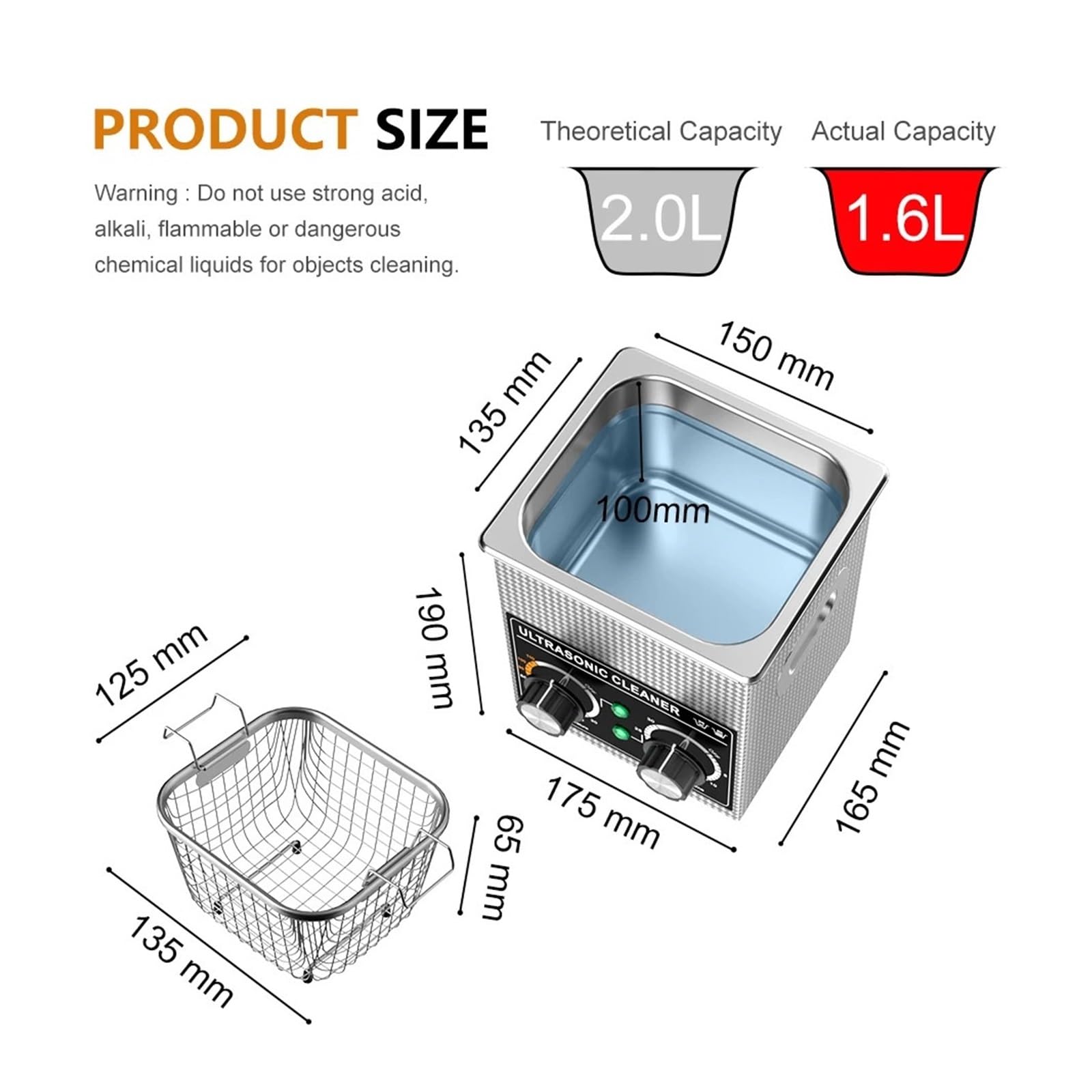 Ultradźwiękowa Wanna Czyszcząca 2L 60W/120W Ze Stalowym Koszykiem, Podgrzewaczem, Cyfrowym Wyświetlaczem, Zmywarką, Ultradźwiękami, Sprzętem AGD Super Wydajne Czyszczenie