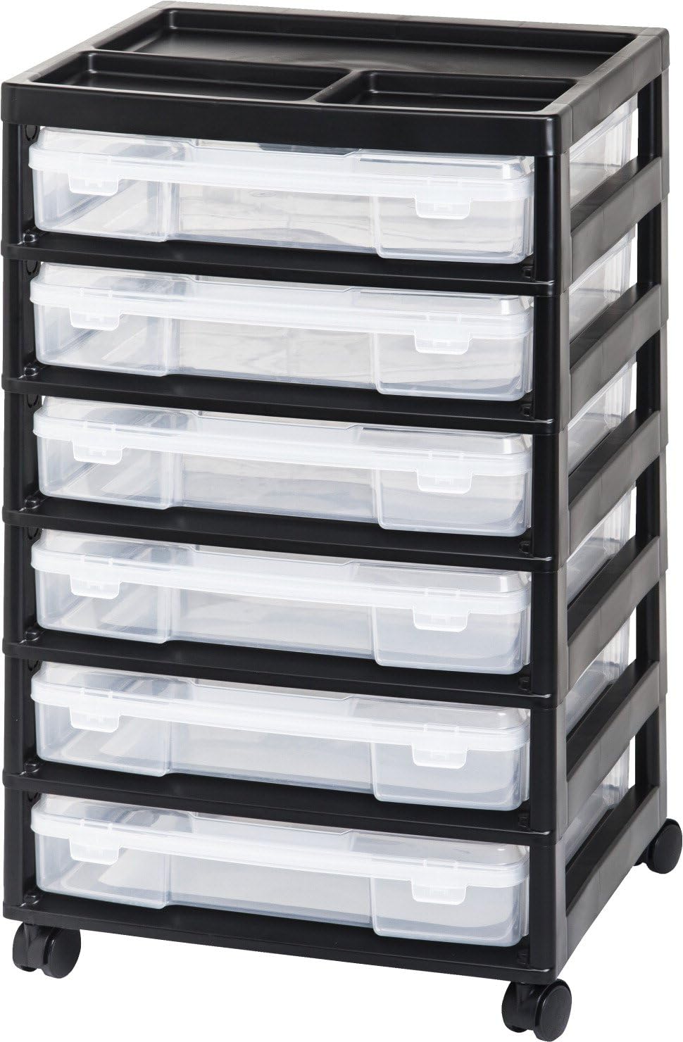 IRIS USA 6-Compartment Project Case Scrapbook Chest, 6 Drawers-15-22/25 x 14-1/4 x 26-3/4 Inches, Black