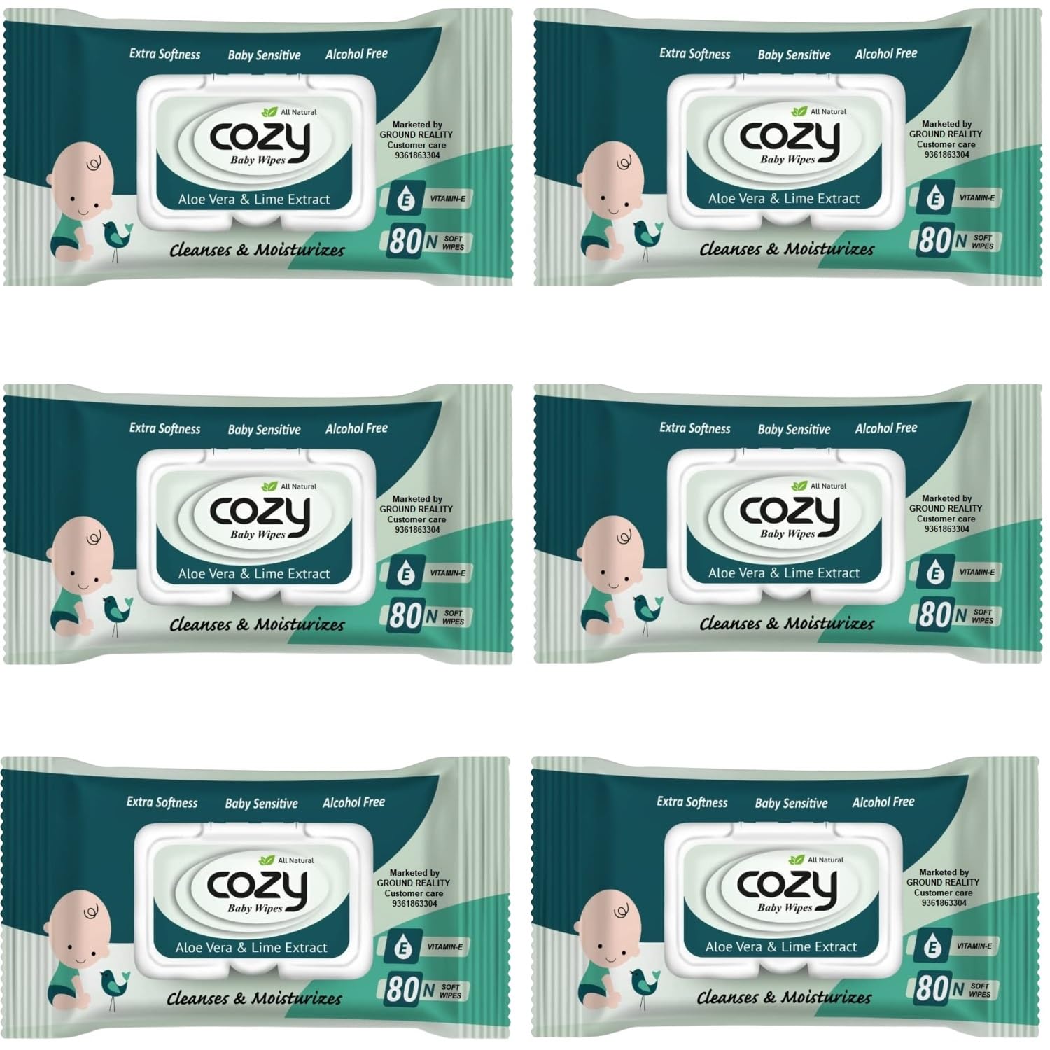 LADY HAWK Cozy Baby Wet Wipes (80 wipes 1 Pack)+ (FREE Fridge Magnet) for Little New Born with Aloe Vera and Vitamin E, Combo Offer Travel Value Pack Wiping Tissue Baby Cleaning Wet Wipes with Lid-image-35