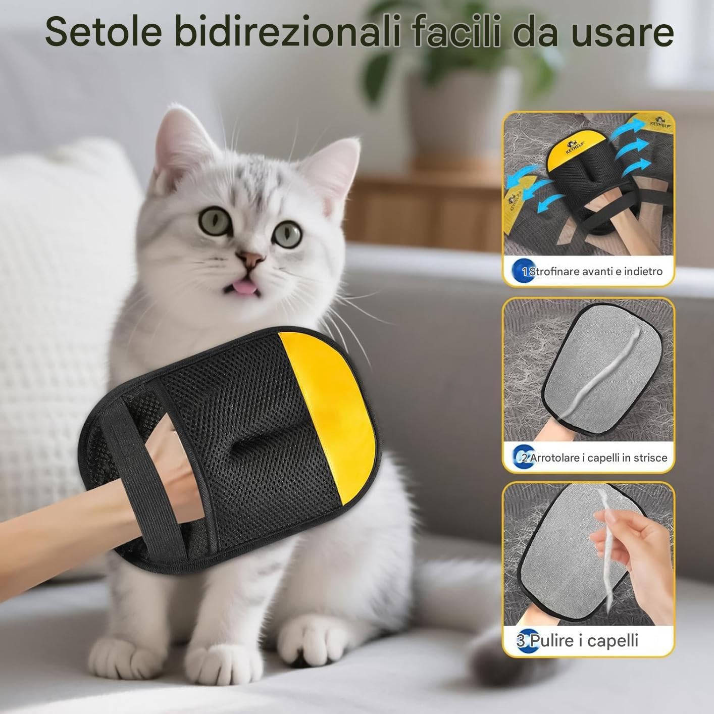 Guanto Rimuovi Pelo Gatto Attrezzi Pulizia Ergonomici Riutilizzabili | Guanto per Rimozione Pelo di Cani e Gatti Per Bagno Massaggio Tappeto Mobili Sedile Auto Biancheria