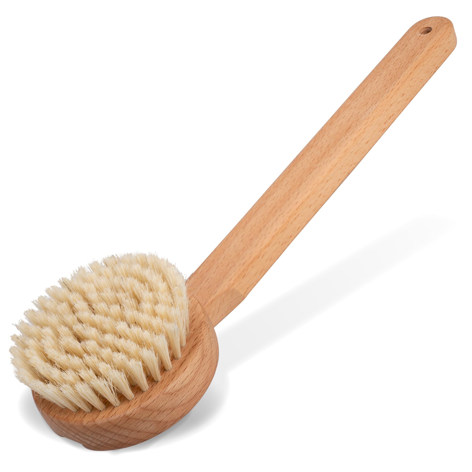 Ena Living Body Brush With Handle | Wooden Bath Brush | Exfoliating Shower Brush | A Shower Accessory Essential