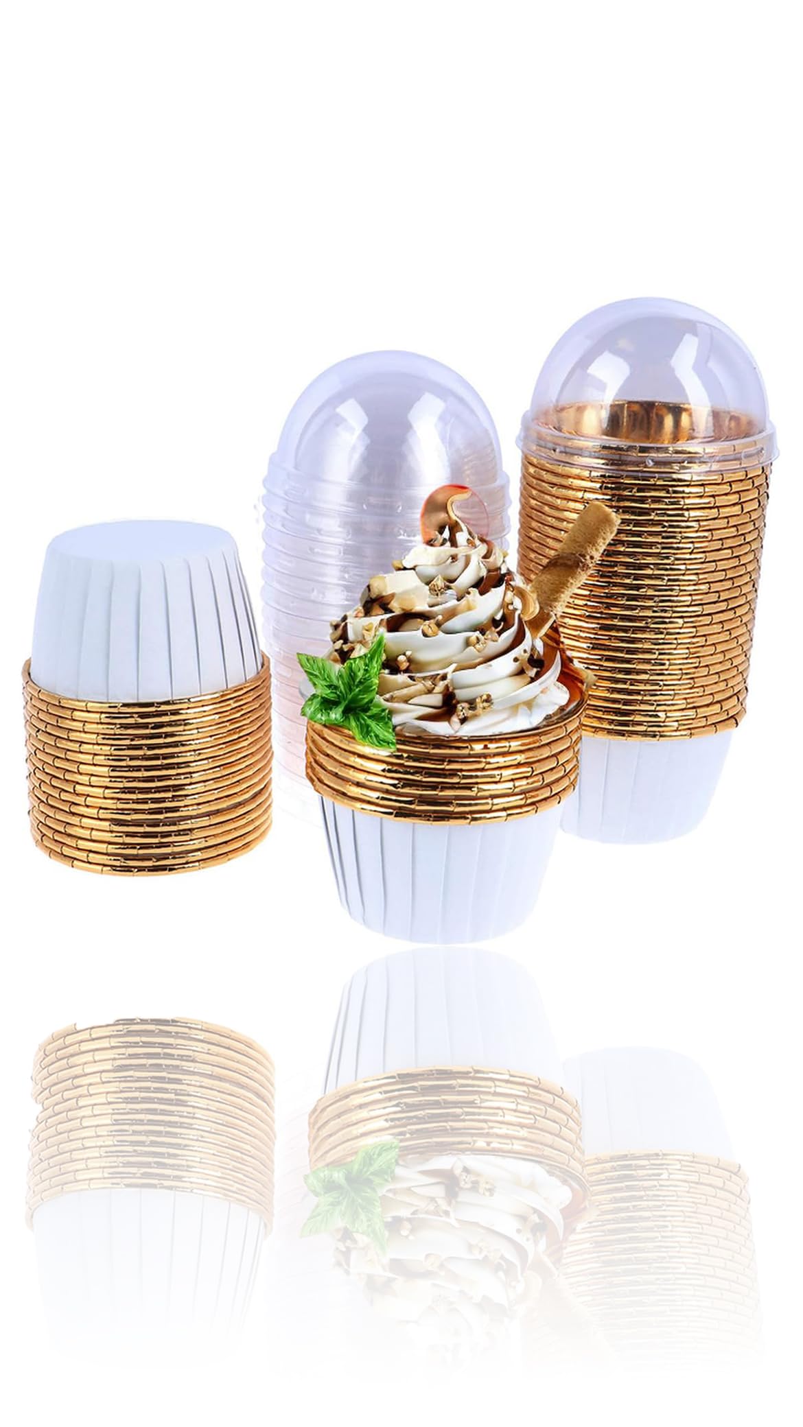 Convenient Cupcake Ramekins Set | 50 Disposable 7oz Cups with Lids | Muffin Baking Cups for Weddings & Birthdays | Easy Cleanup for Parties