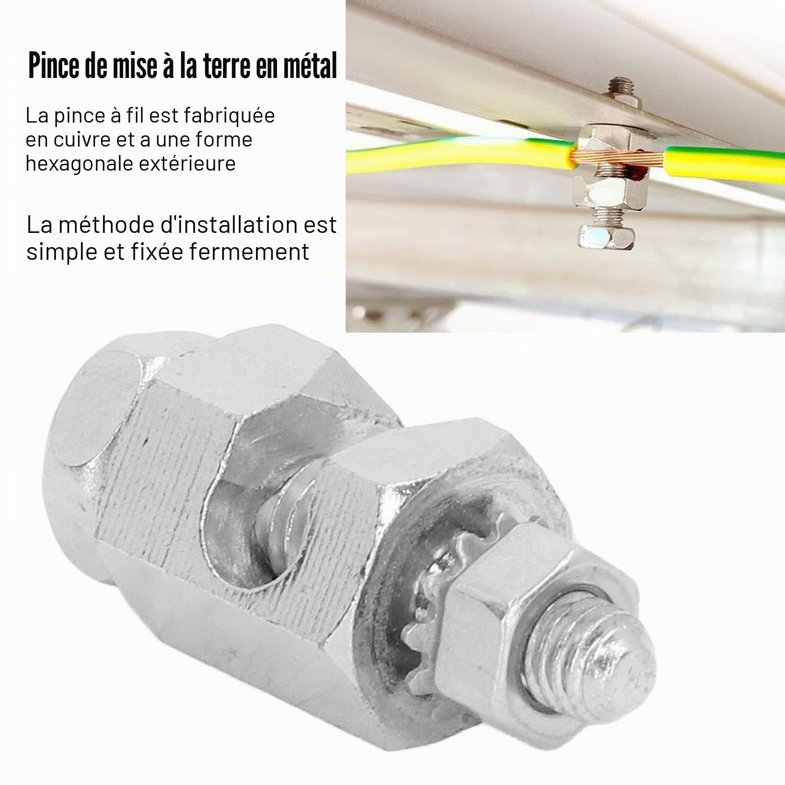 Focket 10PCS Écrous et boulons pour Panneaux solaires photovoltaïques, Serre câble de Mise à la Terre pour Fils Nus, raccord boulonné sûr pour câble de Mise à la Terre, Serre câble de mis