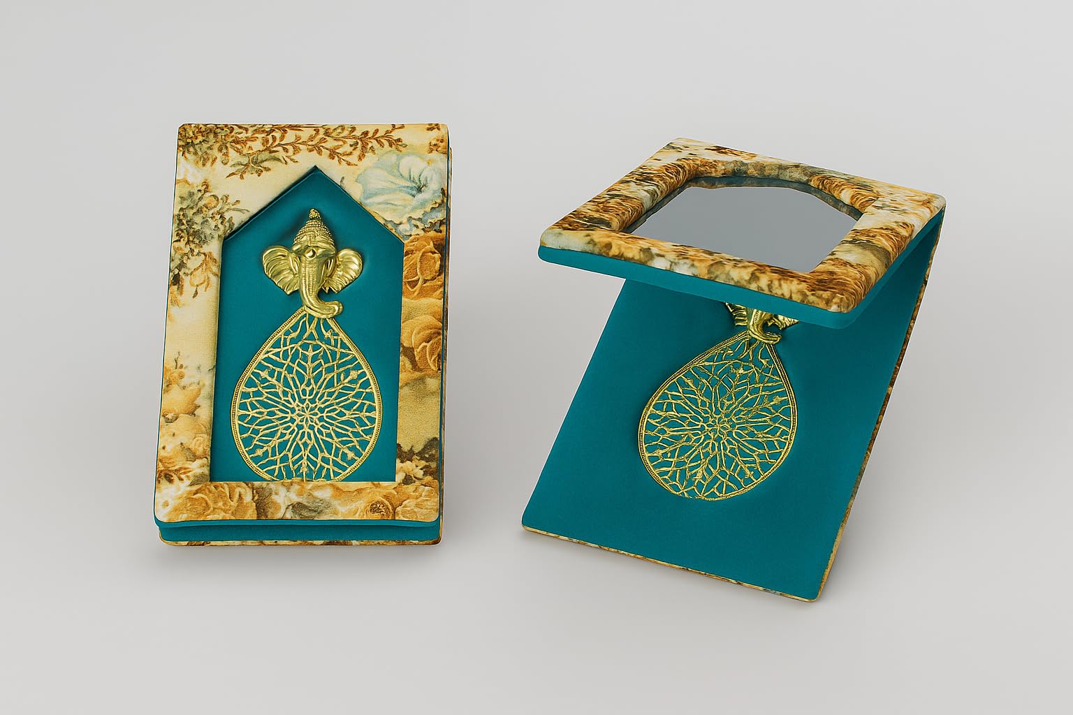 Lushure Coin Box with Velvet Finish Ginni Box | Gold/Silver Sikka for Return Gifts |Coins Dibbi for Wedding Gift - with Magnetic Clousre - Fold Design (Sea Green, Pack of 2 Pcs)-image-11