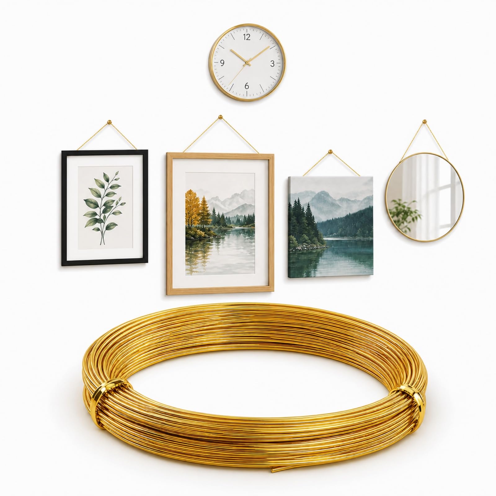 Picture Hanging Wire 10m, 0.8mm Aluminium Hanging Wire, Flexible Picture Frame Wire for Mirrors, Artwork, Photo Frames, Clocks and Wall Decorations, Easy to Cut Hanging Wire for Home and Office