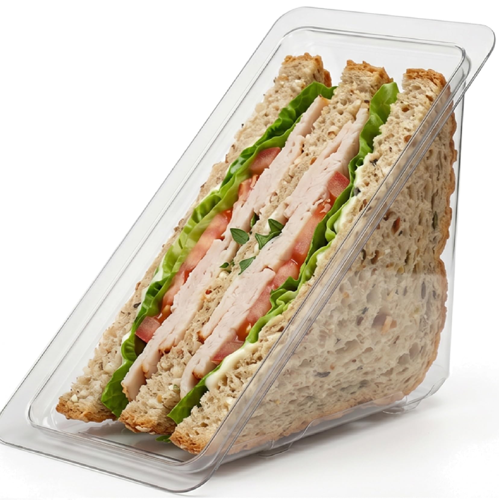 Venuscello® 200 x Clear Deep Fill Sandwich Wedges Container No Lid 11cm x 11cm x 6cm Plastic Food Container for Sandwich Packaging Storage Display Catering Use Durable Lightweight