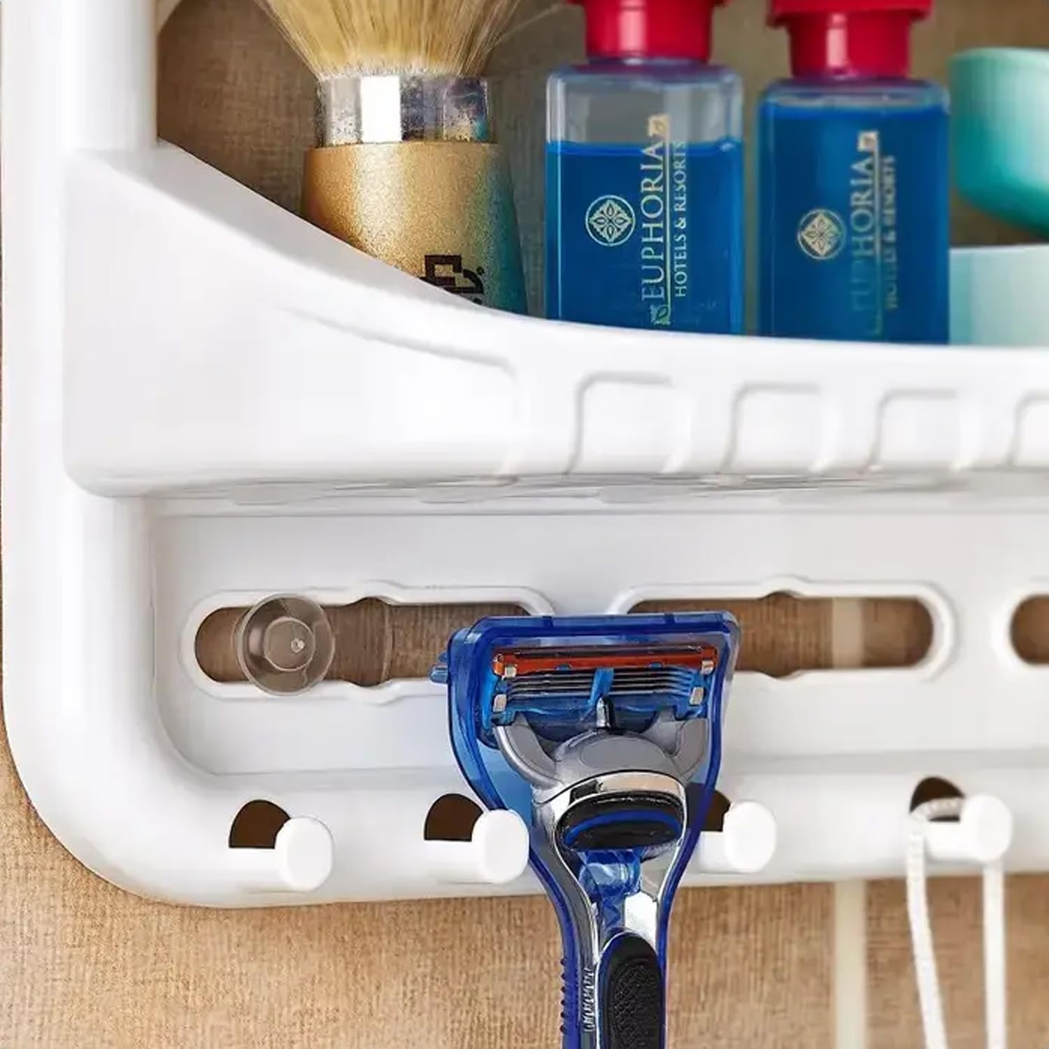 Angolo Doccia Da Bagno Caddy Scaffale Organizzatore Di Aspirazione - Foto 7