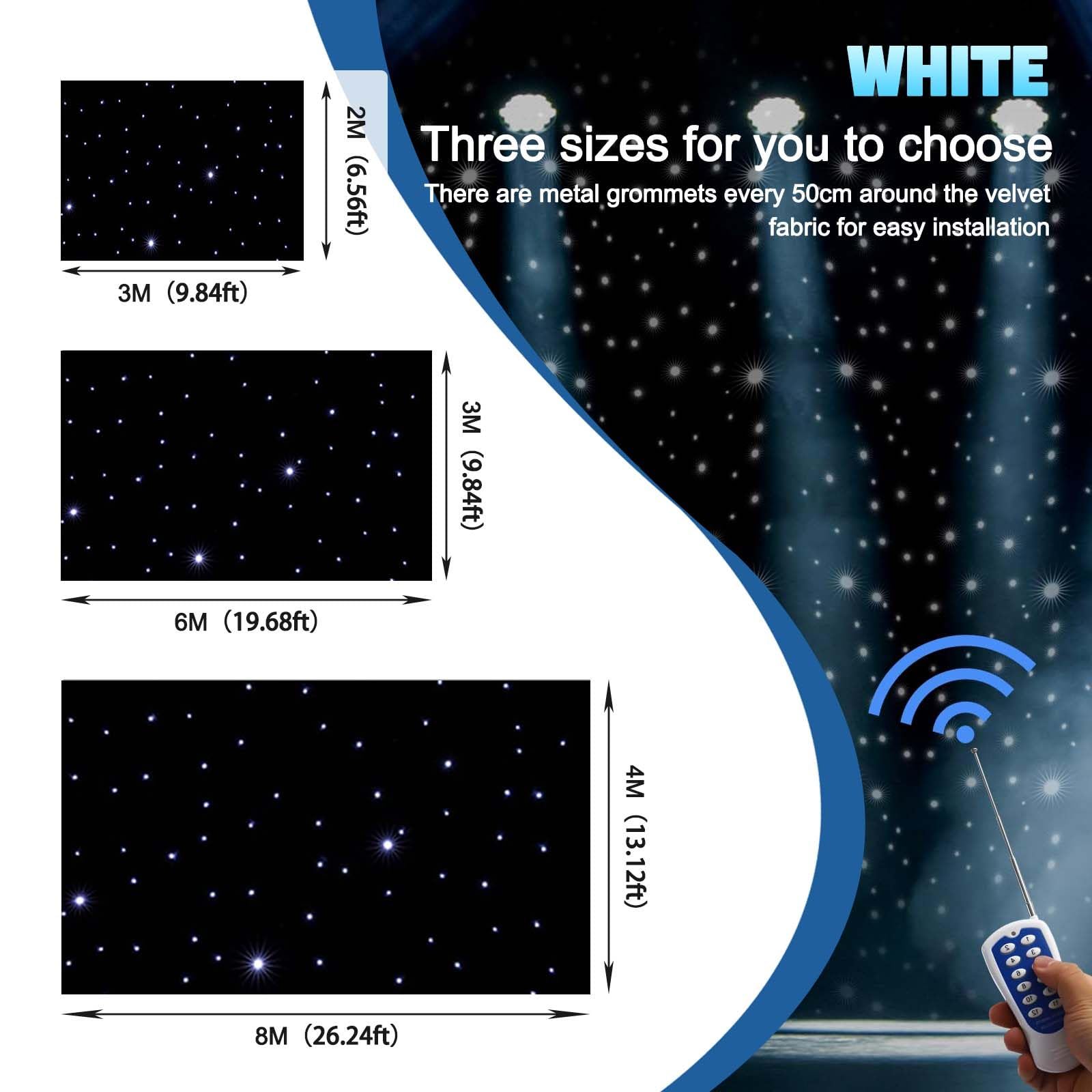 Składane Tło Sceny Ślubnej, Tło Sceniczne z Oświetleniem LED z Pilotem i Kontrolerem DMX512, Pogrubiona Tkanina Welurowa, na Wesele Boże Narodzenie Pokaz Imprezowy white-2mx3m(6.56x9.84ft)
