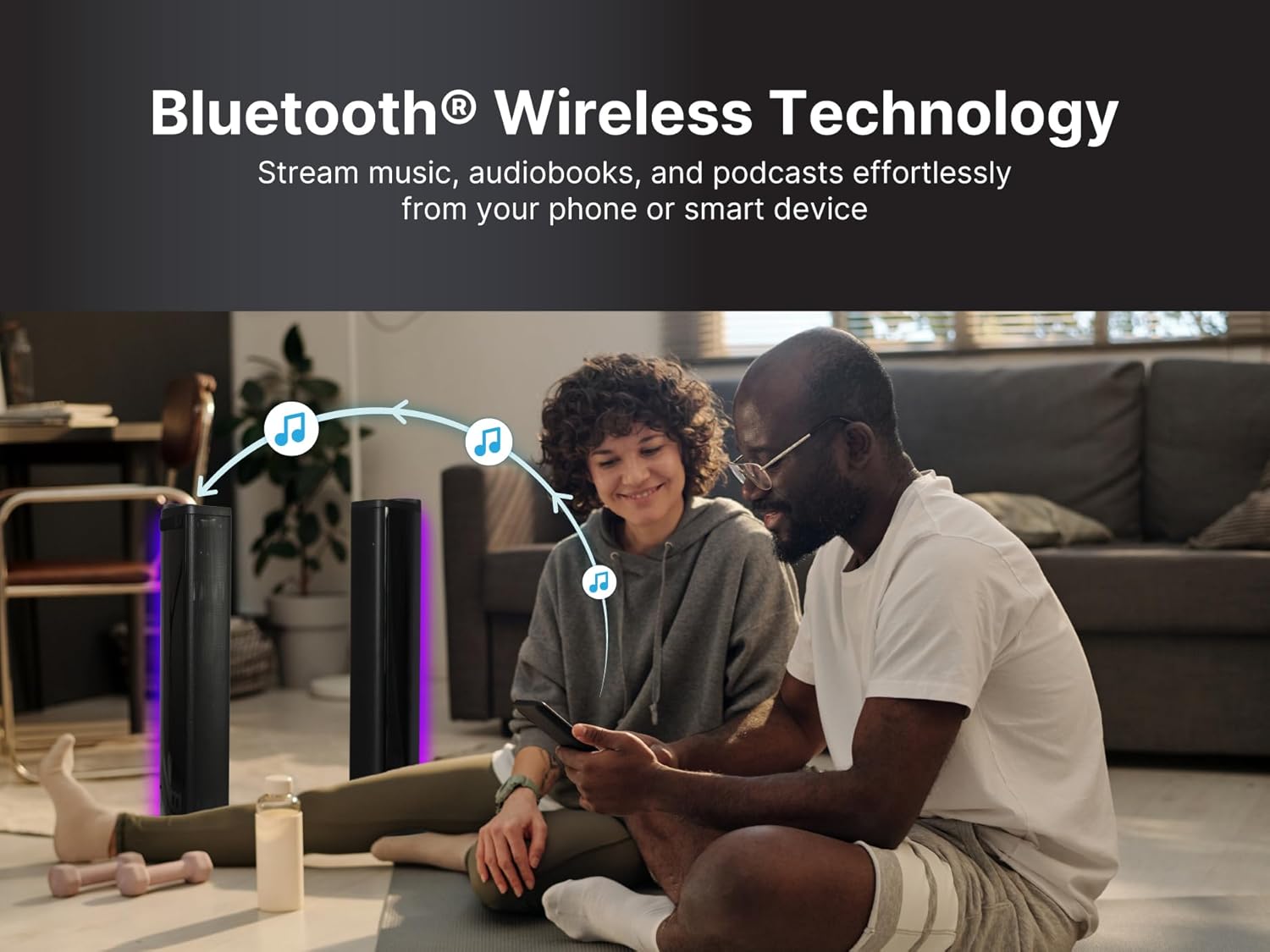 SPG-1750 2-in-1 LED Stereo Speaker System with Bluetooth and RGB Lighting Effects