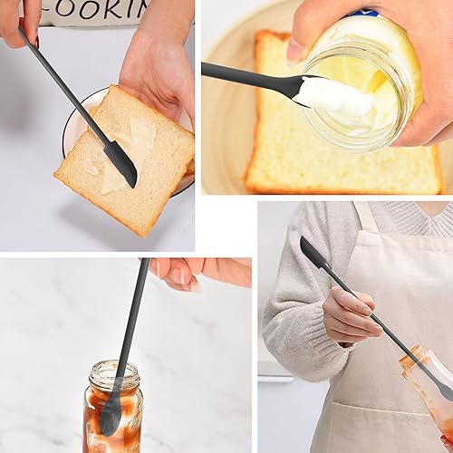 Miniatura 5 de Juego de 5 espátulas de silicona resistentes al calor, juego de espátulas de cocina negras aptas para lavavajillas para utensilios de cocina