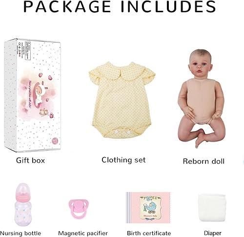 Miniatura 6 de CHAREX Muñecas realistas de bebé recién nacido, de 18 pulgadas, cuerpo suave, muñecas de bebé recién nacida, vida real con accesorios para niños a
