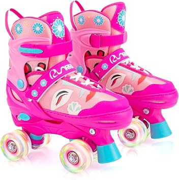Adjustable Kids Roller Skates for Girls Boys with Light Up Wheels Skates for Kids Ages 6-12, Toddler 3-5, Youth and Women Beginners Indoor and Outdoor