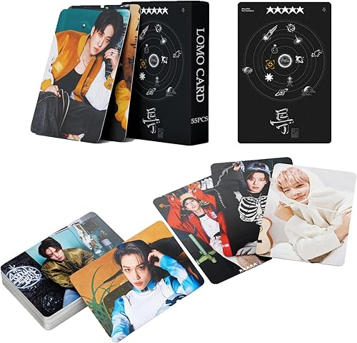 FOURBOM 55 tarjetas de álbum Straykids de 5 estrellas para niños, tarjetas de álbum de Straykids Lomo, tarjetas KPOP Straykids regalo para