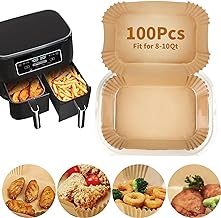 Air Fryer Disposable Paper Liner for Ninja DZ201 DZ401 DZ550, 100PCs Rectangle 8.6x 5.5'' Baking Parchment Paper Air Fryer Inserts Accessories, Ninja Foodi Dual Papel para Freidora de Aire