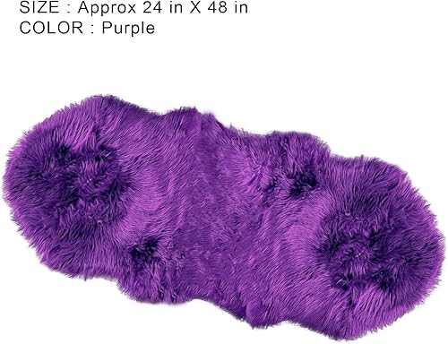 Miniatura 3 de Alfombra suave y esponjosa con forma de oveja sintética, alfombra de área de piel morada, funda de sofá, cojín de asiento, alfombra peluda junto a