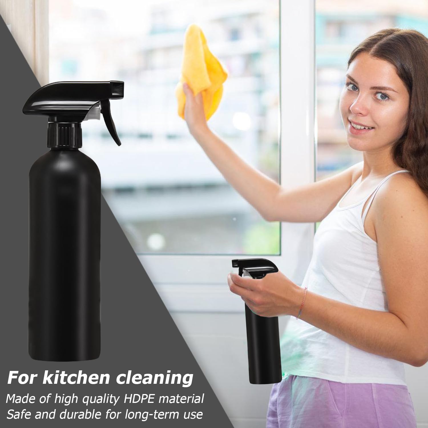 HOMURY 5 Flaconi Spray Nero da 500 ml: Bottiglie per Parrucchiere, Piante, Capelli, Pulizia e Giardinaggio Con Etichetta Impermeabile