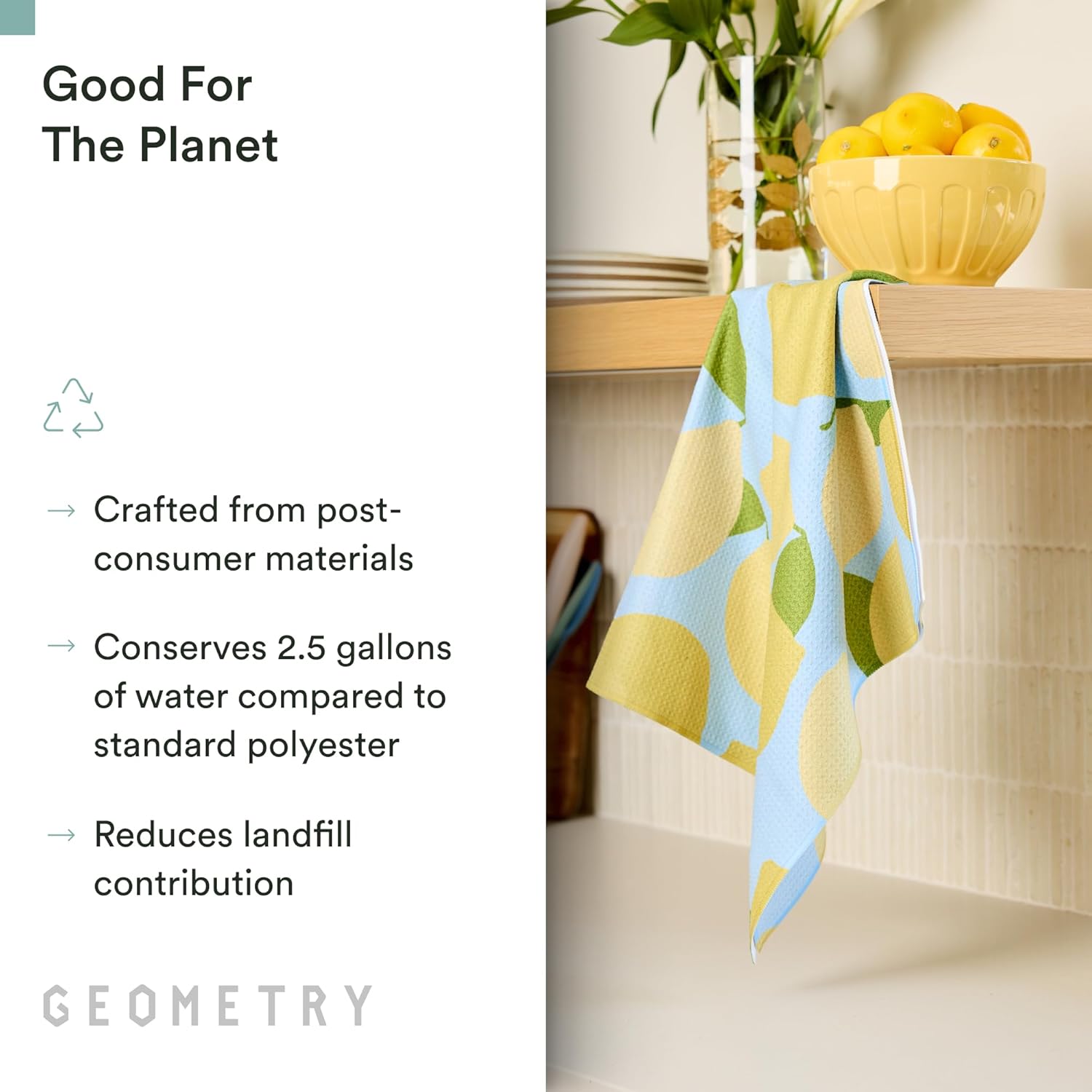 GEOMETRY Tea Towels – Spring & Summer Collection – Quick-Dry, Ultra-Absorbent, Reusable Microfiber Kitchen Towels for Drying & Cleaning - Main Squeeze - 2 Pack
