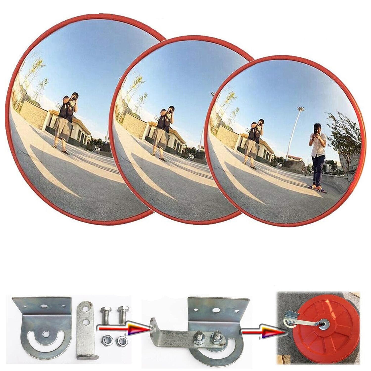 Specchio Sicurezza Diametro 60 Cm SNS SAFETY LTD Specchio Convesso Di Sicurezza Da Traffico, Elimina Angoli Ciechi Interni Ed Esterni, Per Strade, Magazzini, Garage E Negozi. (Diametro 60 Cm, Staffe Di Fissaggio