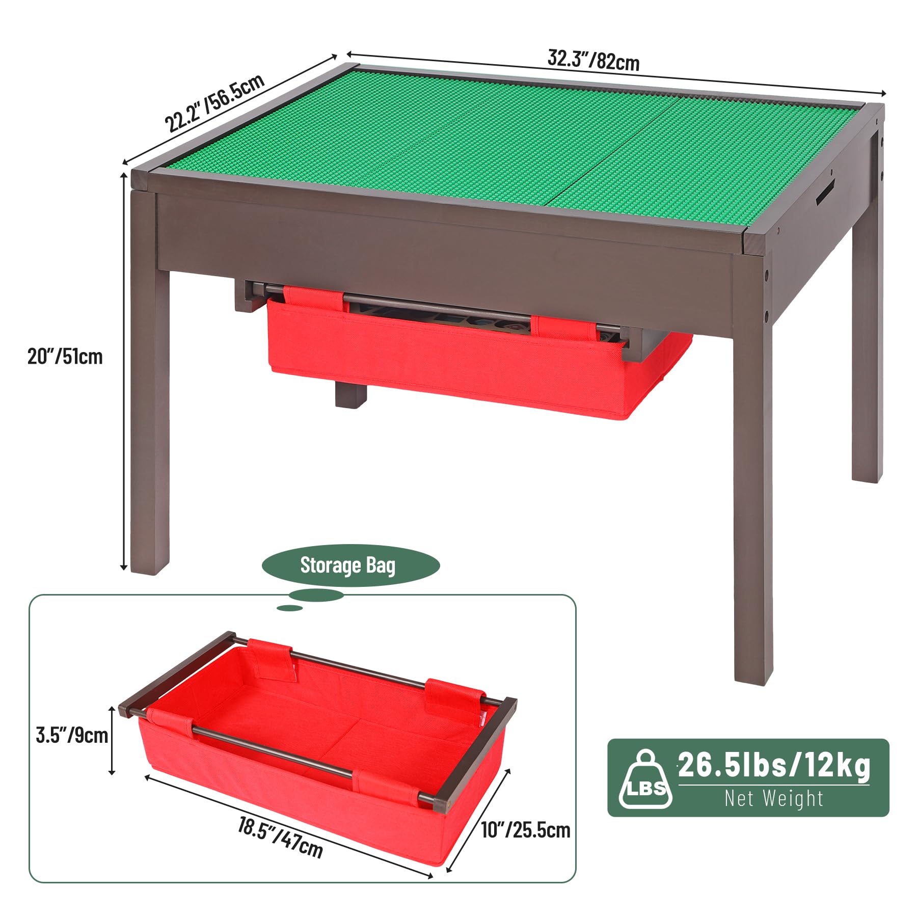 RedSwing 2-in-1 Kid Activity Table with Storage for Older Kids, Large Play Table for Kids,Boys,Girls,Espresso