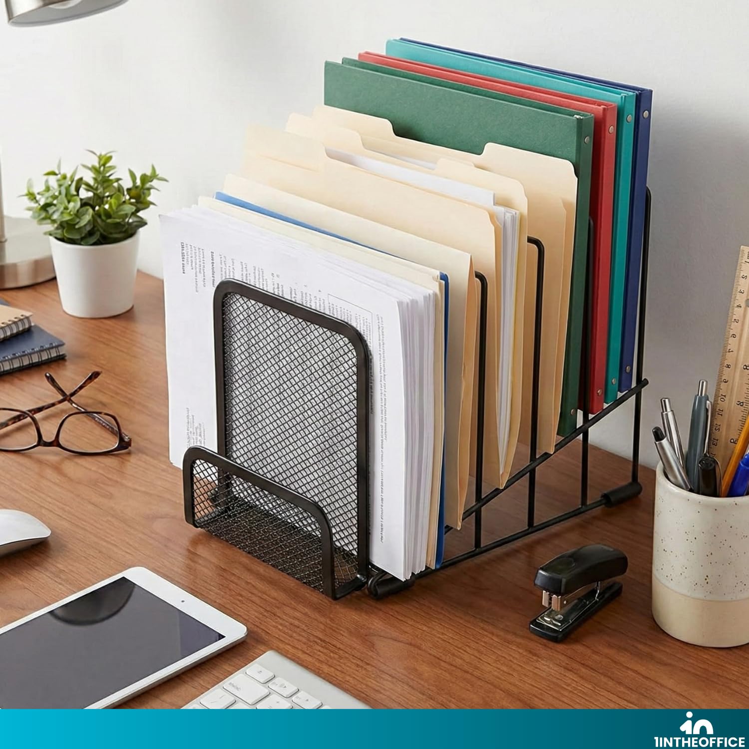 Desktop File Storage Multi Snapklik.com : Metal Incline Desktop File Sorter, Wire File Organizer ...