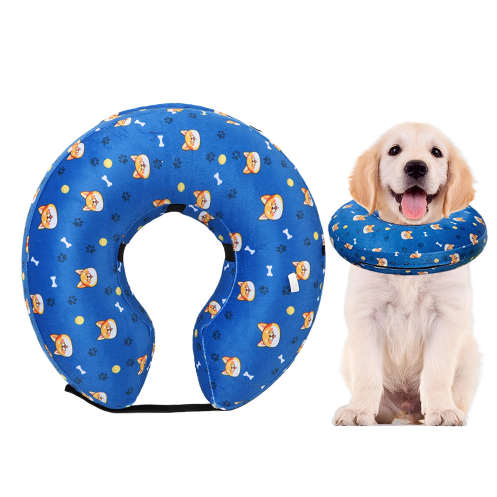 Inflatable Dog Collar - Soft Inflatable Anti-Licking Pet Hoop | Health Accessories for Wound Care Postoperative Recovery Vet Visits & Grooming