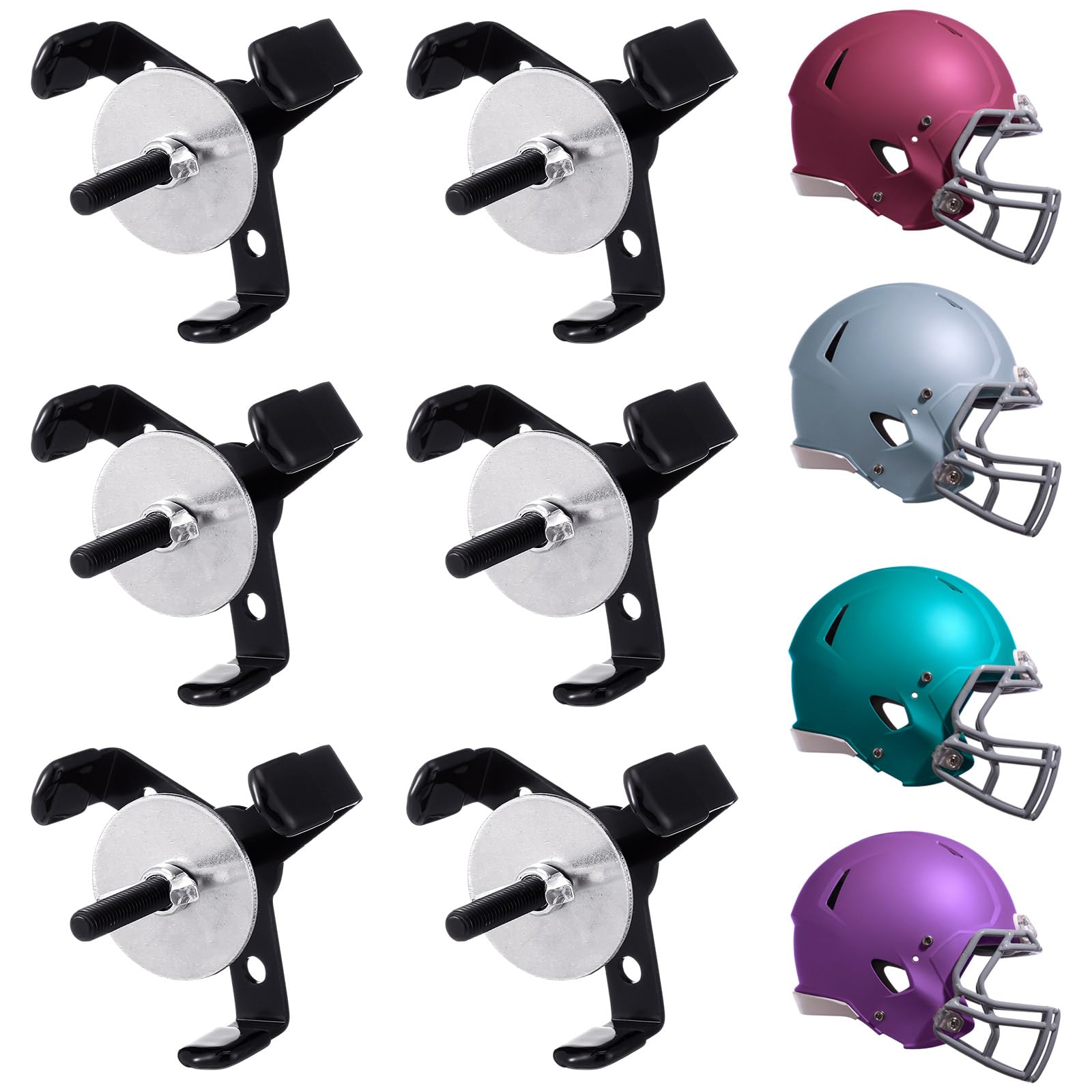 Fiwochic 6 Pcs Hidden Football Helmet Wall Mount Display Heavy Duty Metal Hanger Holder for Full and Mini Helmets, Floating Helmet Shelf Case Stand for Football Accessory : Sports & Outdoors