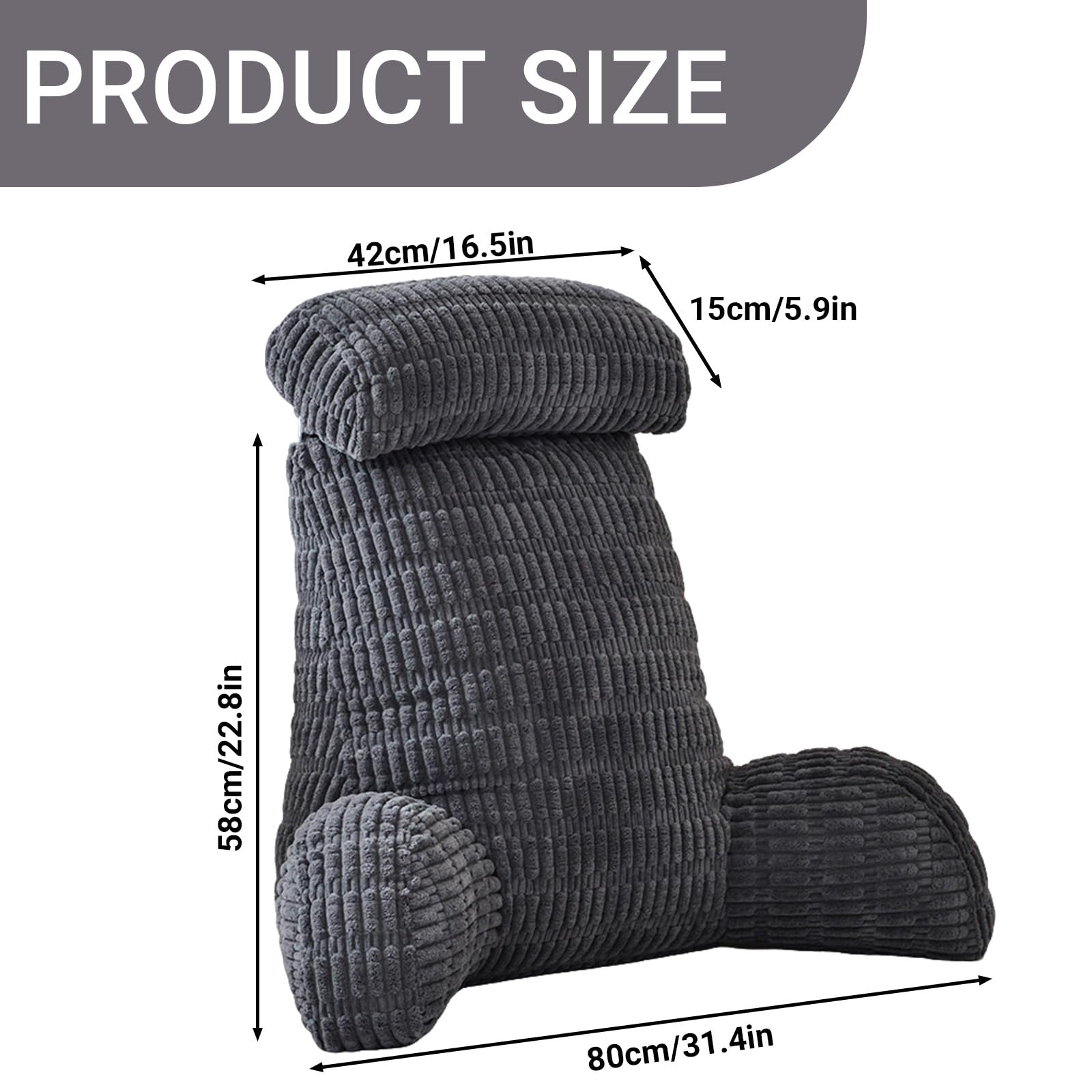 Cojín de lectura para cama y sofá, cojín de lectura con reposacabezas desmontable, reposabrazos y soporte lumbar, cojín de respaldo para cama para reposo en cama, descanso, lectura, trabajo en el