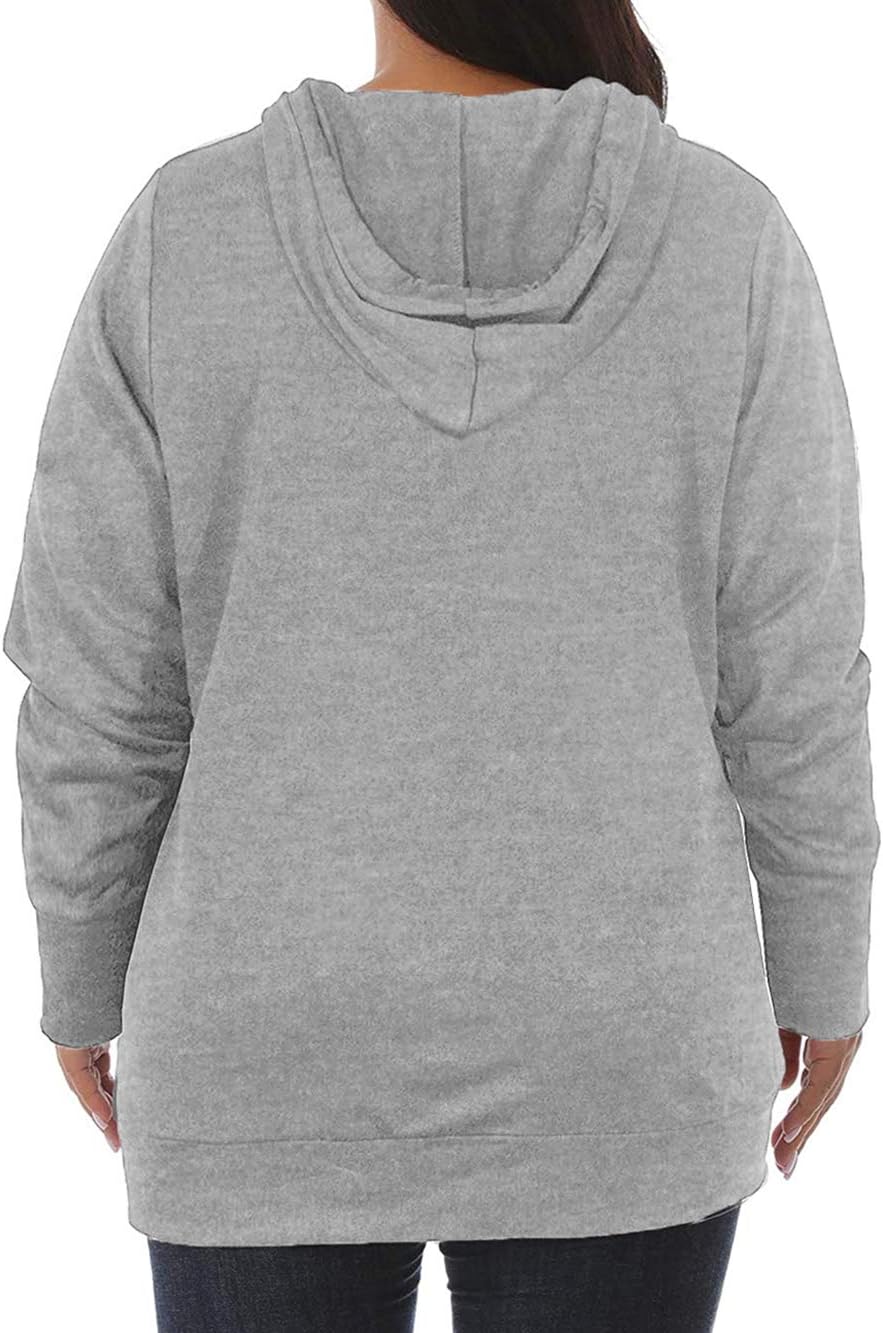 VISLILY Womens Plus-Size Hoodies V Neck Pullover Sweatshirts with Pocket - Image 2