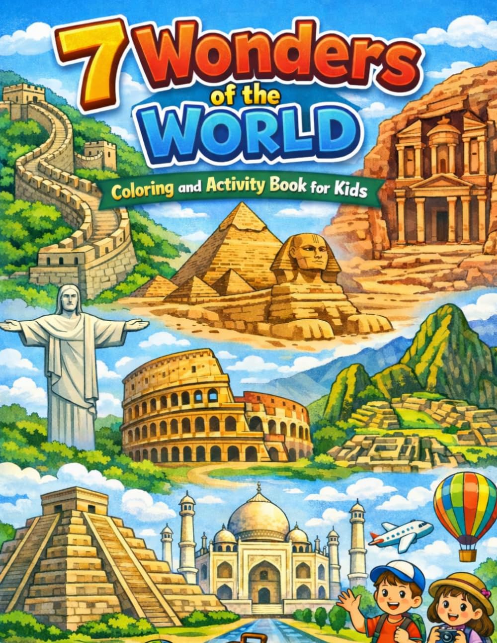 7 Wonders of the World Coloring and activity Book for Kids: Fun and Educational Coloring Book for Ages 4–12