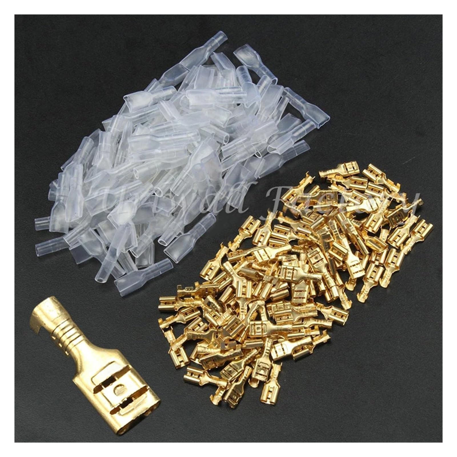 ZDVHOMCB 100pairs (200pcs)/Set 4.8mm Crimp Terminals AWG 22-16 0.5mm2-1.5mm2 Female Spade Connectors & Insulating Sleeves