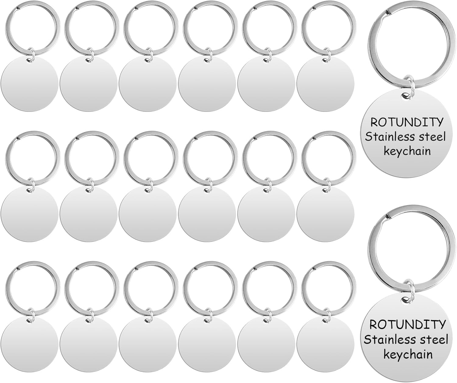 AUEAR, 20 Pack Engravable Metal Keychain Blanks Stamping Stainless Steel Blank Tags for DIY Craft Style A
