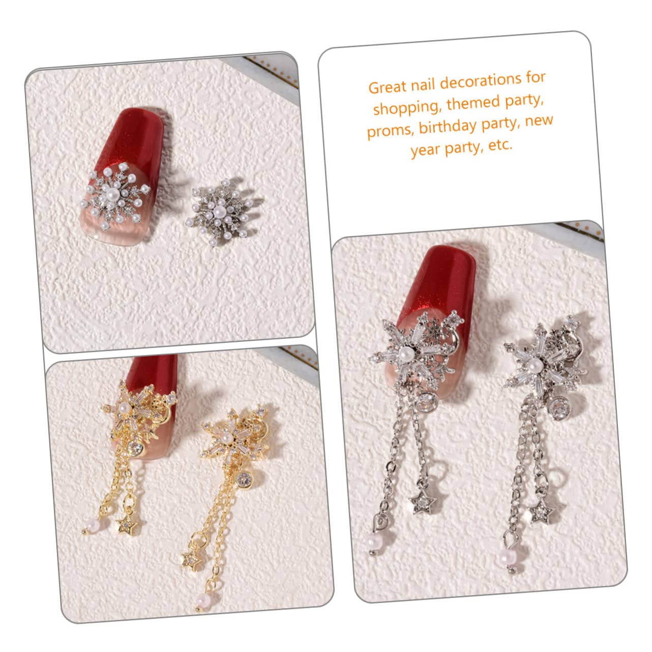 Mikinona Unique Snowflake Pendant Nail Art Diamond Xmas Nail Charms Set for Women Manicure Decorations