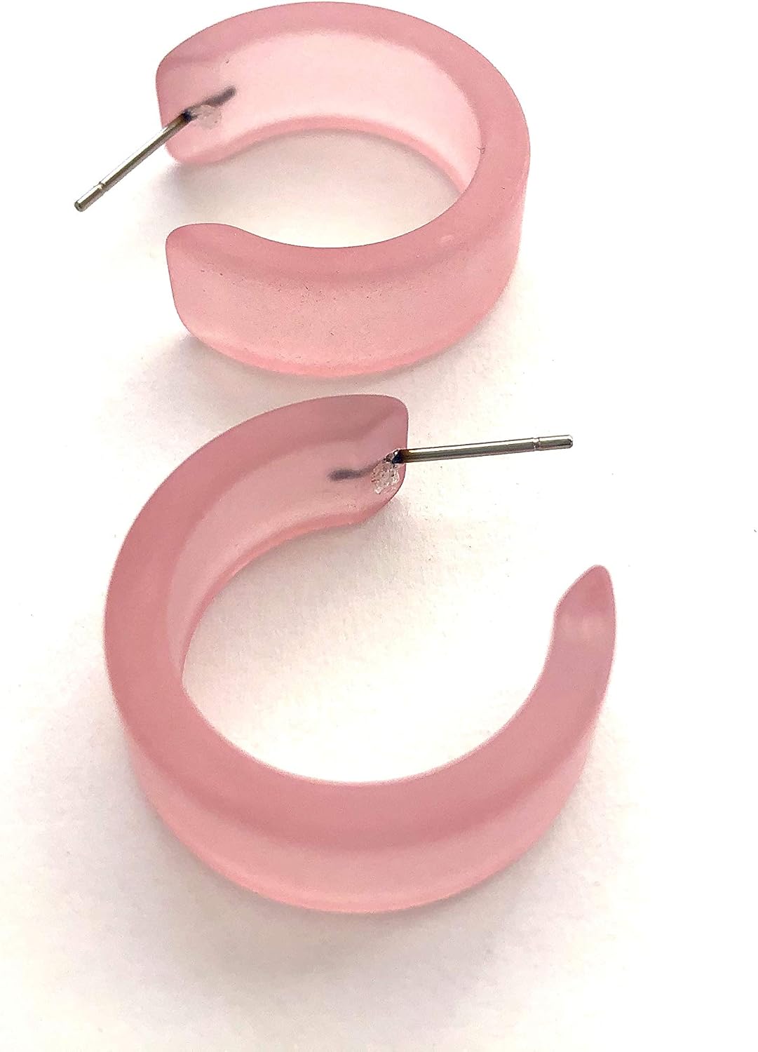 Light Pink Frosted Wide Classic Hoop Earrings - WDCL-PK-2