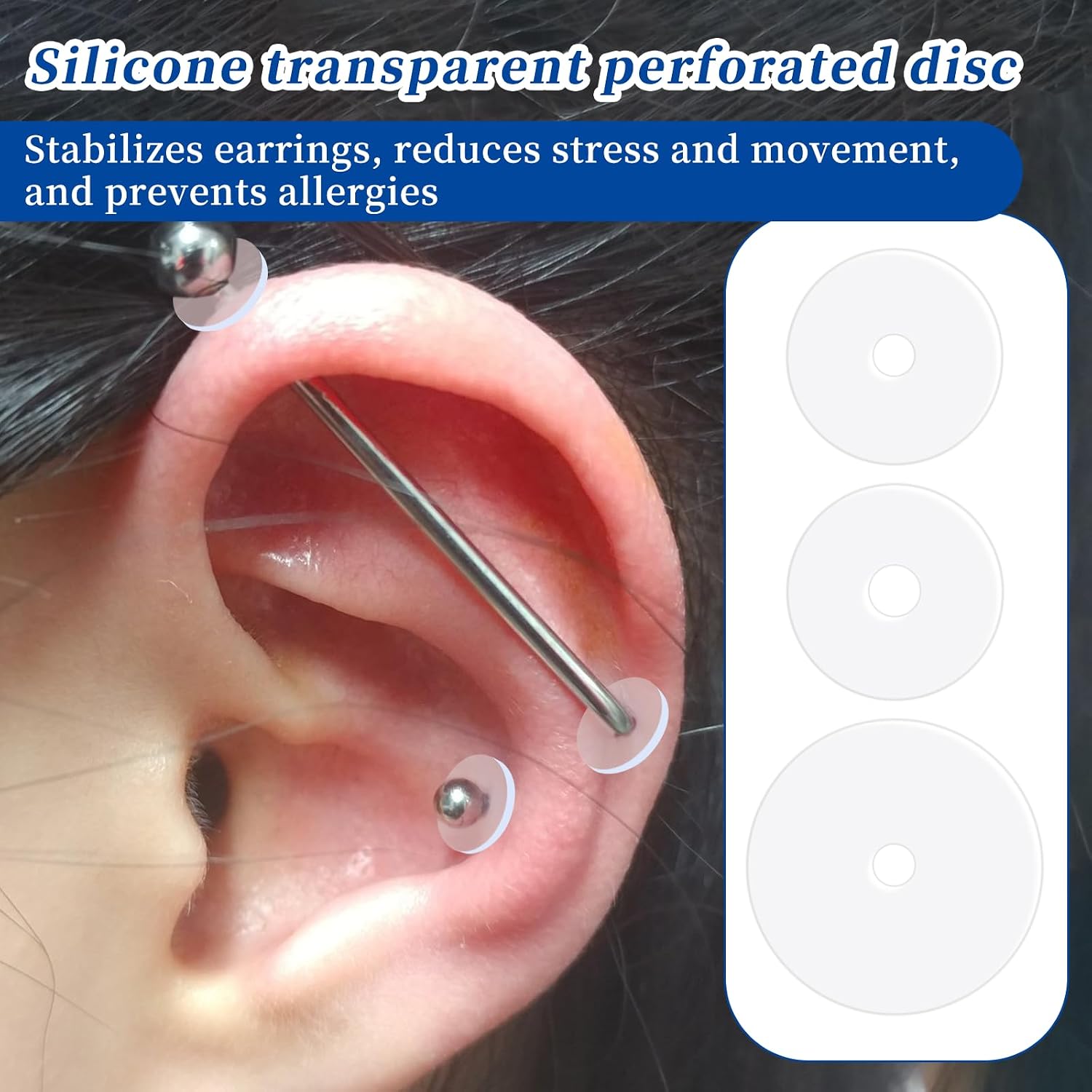 Clear Piercing Discs for Silicone Healing Earrings, Silicone Perforated Disc for Piercing Bump Keloids Healing Pads Belly Button Piercings Kit Nose Piercings Bump Treatment, 30Pcs 7mm/9mm