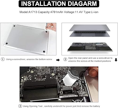 Miniatura 7 de Fancy Buying Batería A1713 A2171 para MacBook Pro de 13 pulgadas A2159 (2019) A2289 (2020) A2338 (2020), A1708 finales de 2016 mediados de 2017 (EMC