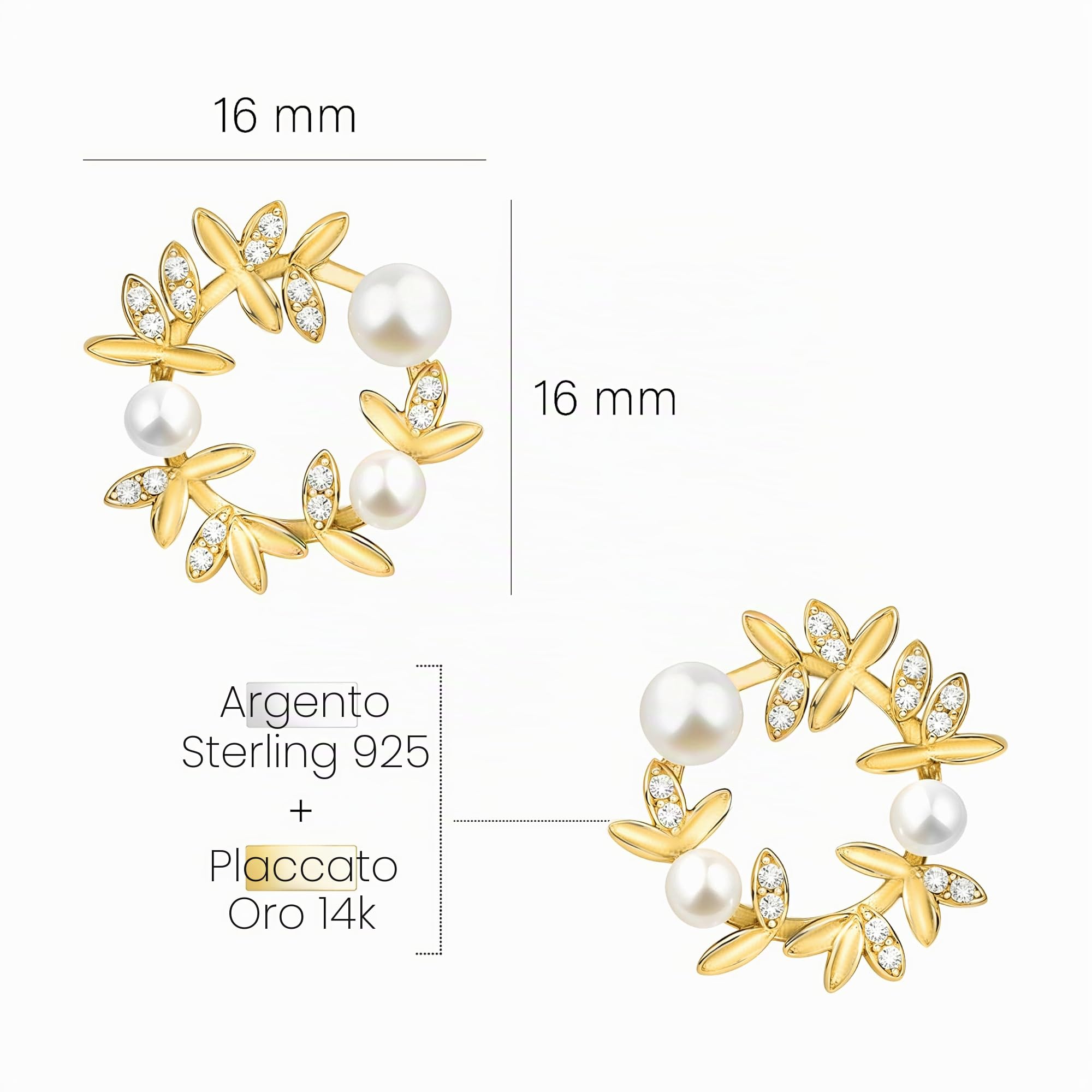 SOFIA MILANI - Orecchini da Donna in Argento 925 - con Pietra Zircone - Orecchino a Perno a Corona di fiori