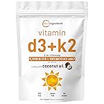 Micro Ingredients Vitamin D3 5,000 IU + K2 MK-7 100 mcg, 300 Softgels | Virgin Coconut Oil | 2-in-1 Bone, Immune & Heart Support | Easy to Swallow, Non-GMO