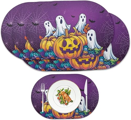 Miniatura 125 de Juego de 6 manteles individuales lavables para mesa de comedor, resistentes al calor, mesa de cocina, decoración del hogar, lavable, ovalada, de