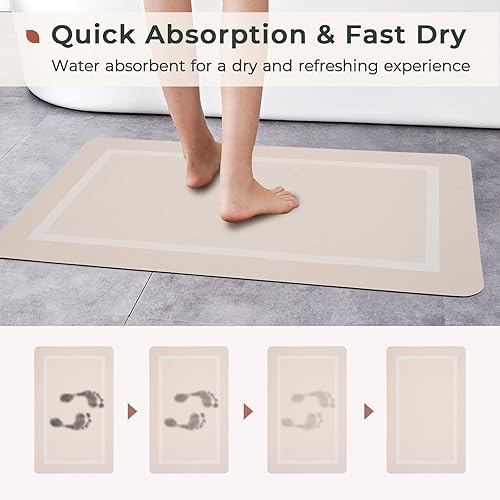 Miniatura 9 de FRESHMINT Tapete de baño bohemio, suave, bohemio, antideslizante, de secado rápido, delgado, lavable, con capa súper absorbente de agua y respaldo