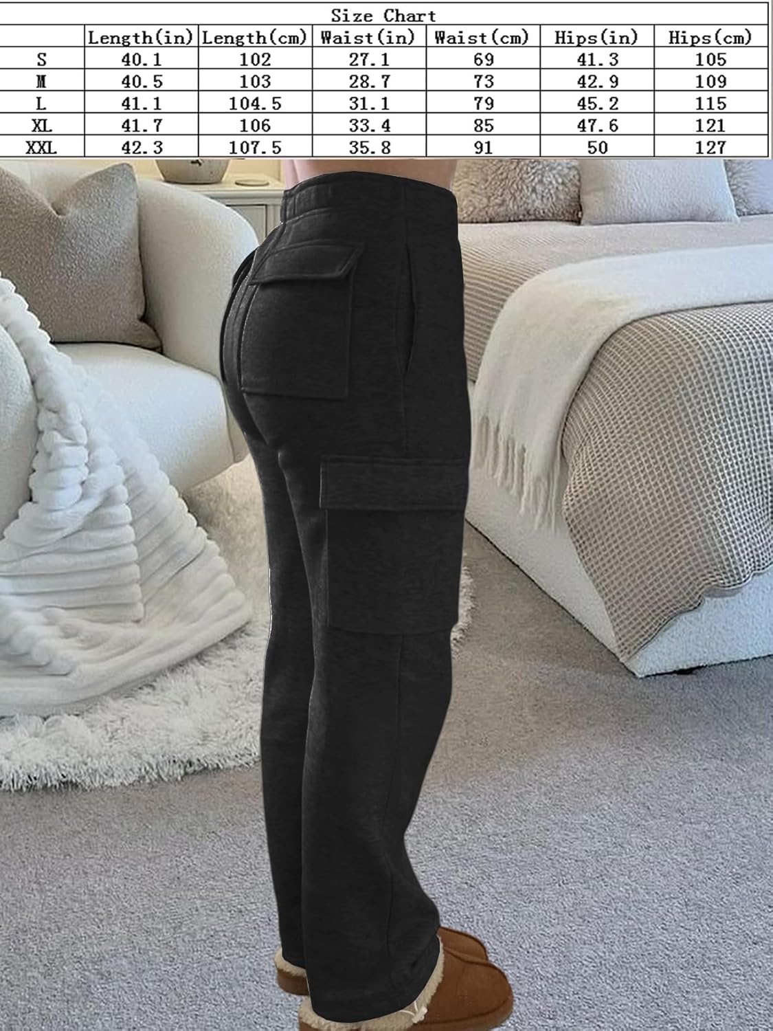 Cargo Sweatpants Women Wide Leg High Waisted Sweat Pants with Pockets Womens Lounge Casual Joggers - Image 7