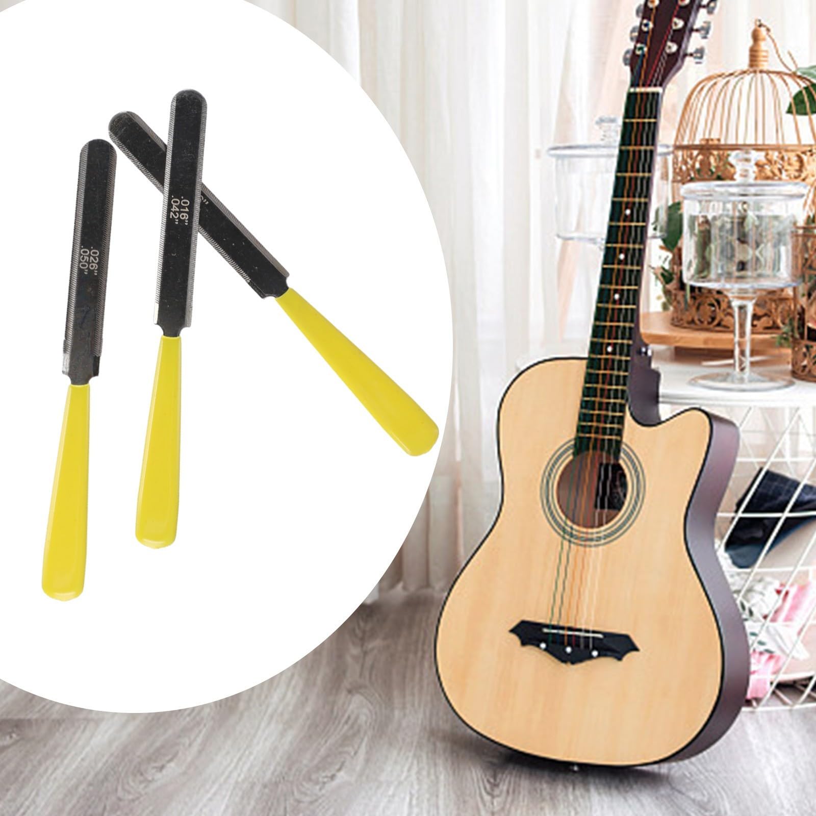 Luthier Essentials Lot complet de 3 limes à sillet de guitare pour rainurage professionnel et travail des frettes