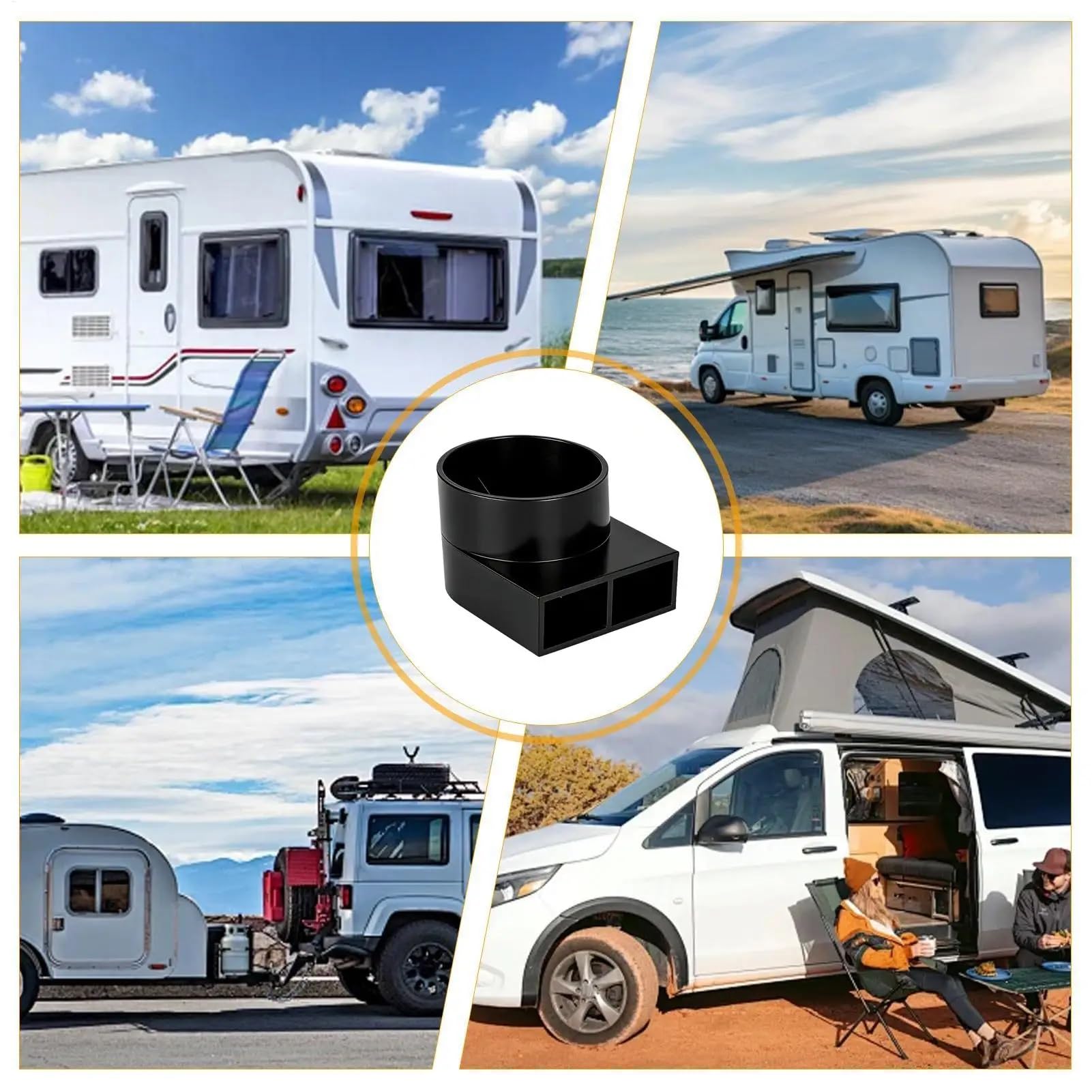Deflettori d'aria per camper, adattatore prese d'aria, diffusore flusso d'aria nero