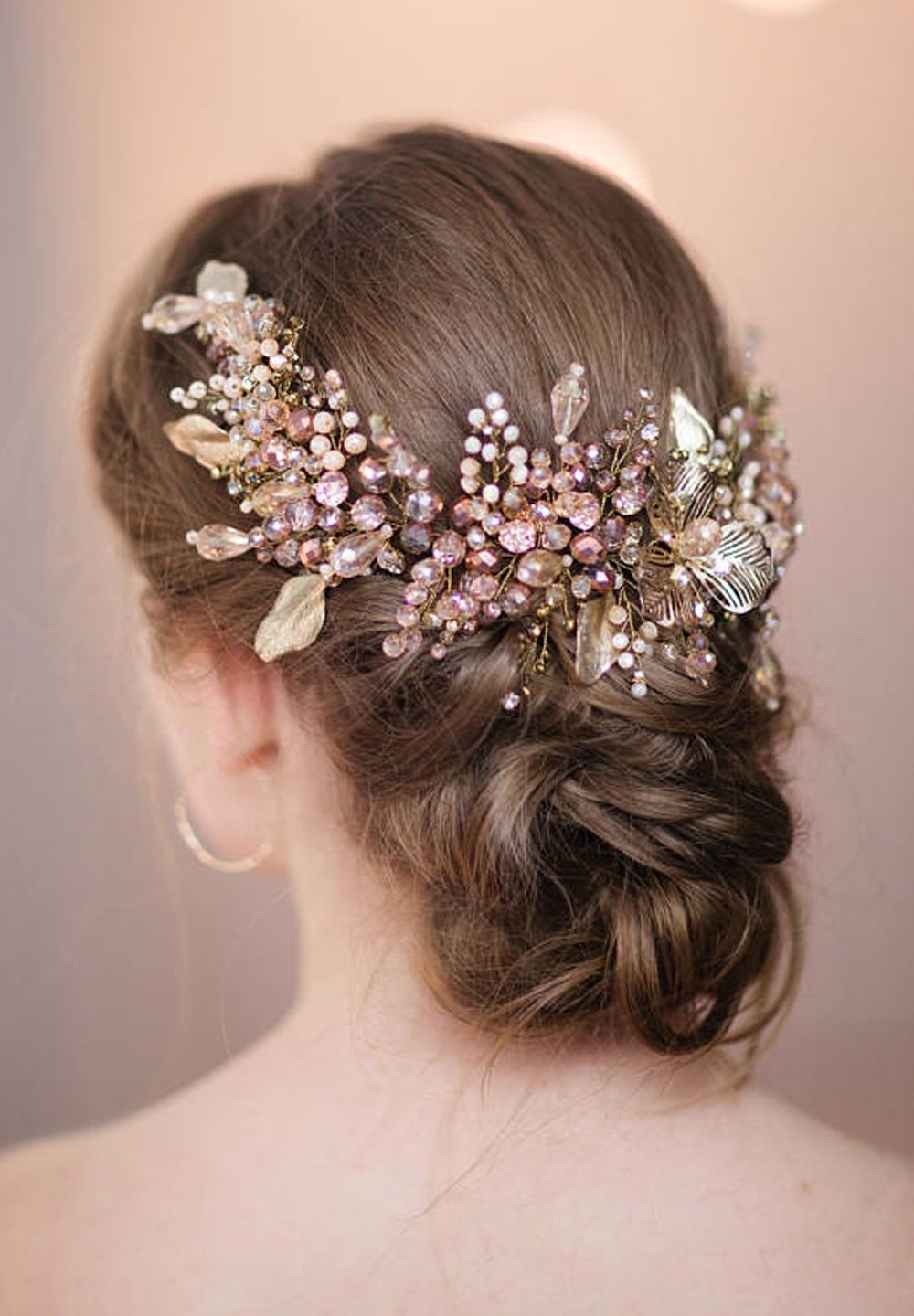 fxmimior Bride Rose Gold Pearl Headband Wedding Hair Accessories Crystal Hair fxmimior Bride Pearls Crystal Headband Wedding Hair Gold  main image 4