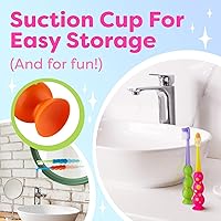 Vista 5 de Trueocity Paquete de 8 cepillos de dientes para niños, cerdas suaves y contorneadas, cabezales de cepillo de tamaño infantil (3 a 10 años) - Ventosa