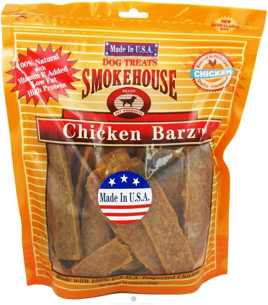 Smokehouse 100-Percent Natural Chicken Barz Dog Treats, 16-Ounce