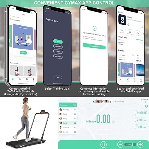 Miniatura 6 de Goplus - Caminadora plegable 2 en 1 225 HP para poner debajo del escritorio sin instalación con control de aplicación control remoto altavoz