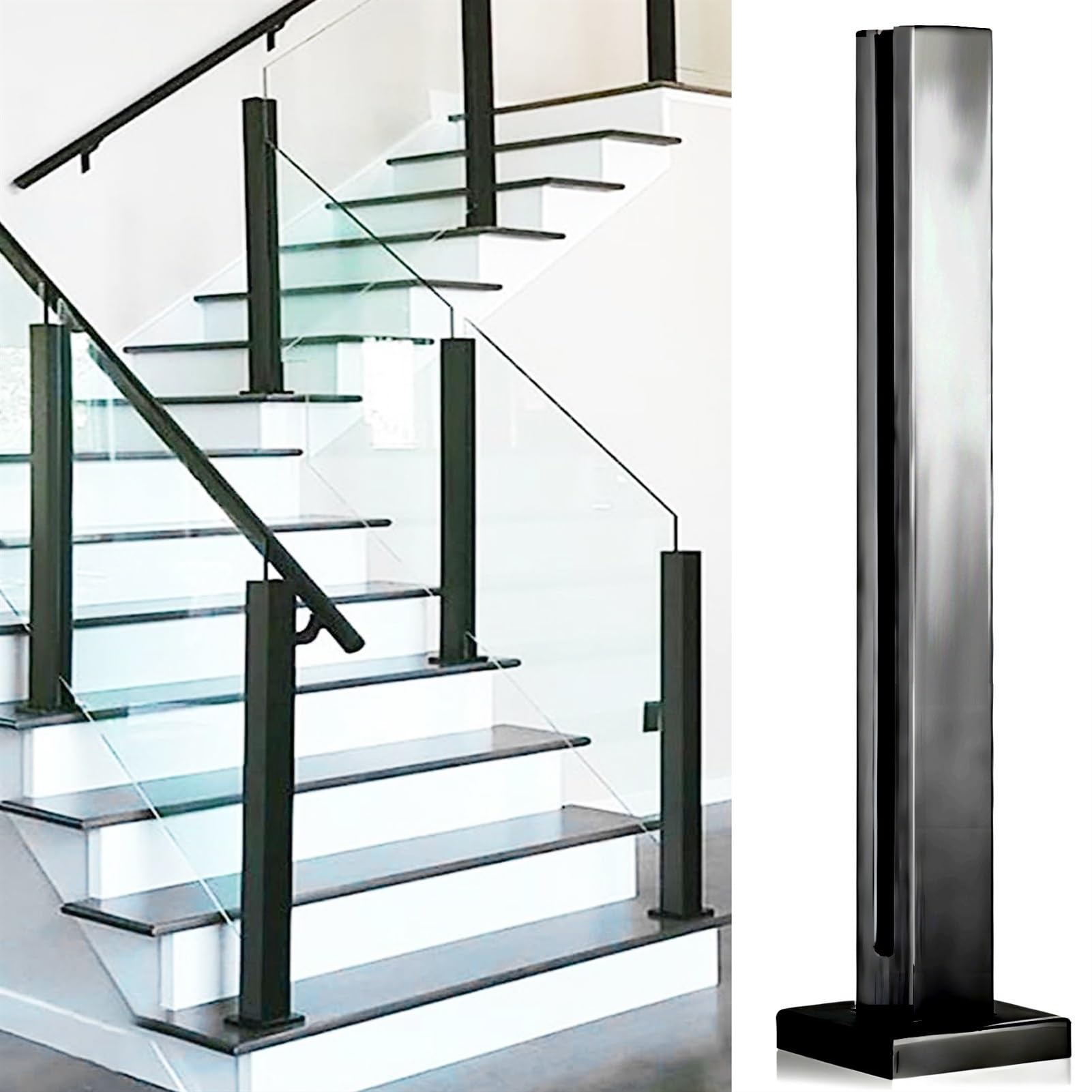 Garde-corps en acier inoxydable de 135 cm pour une finition noire premium